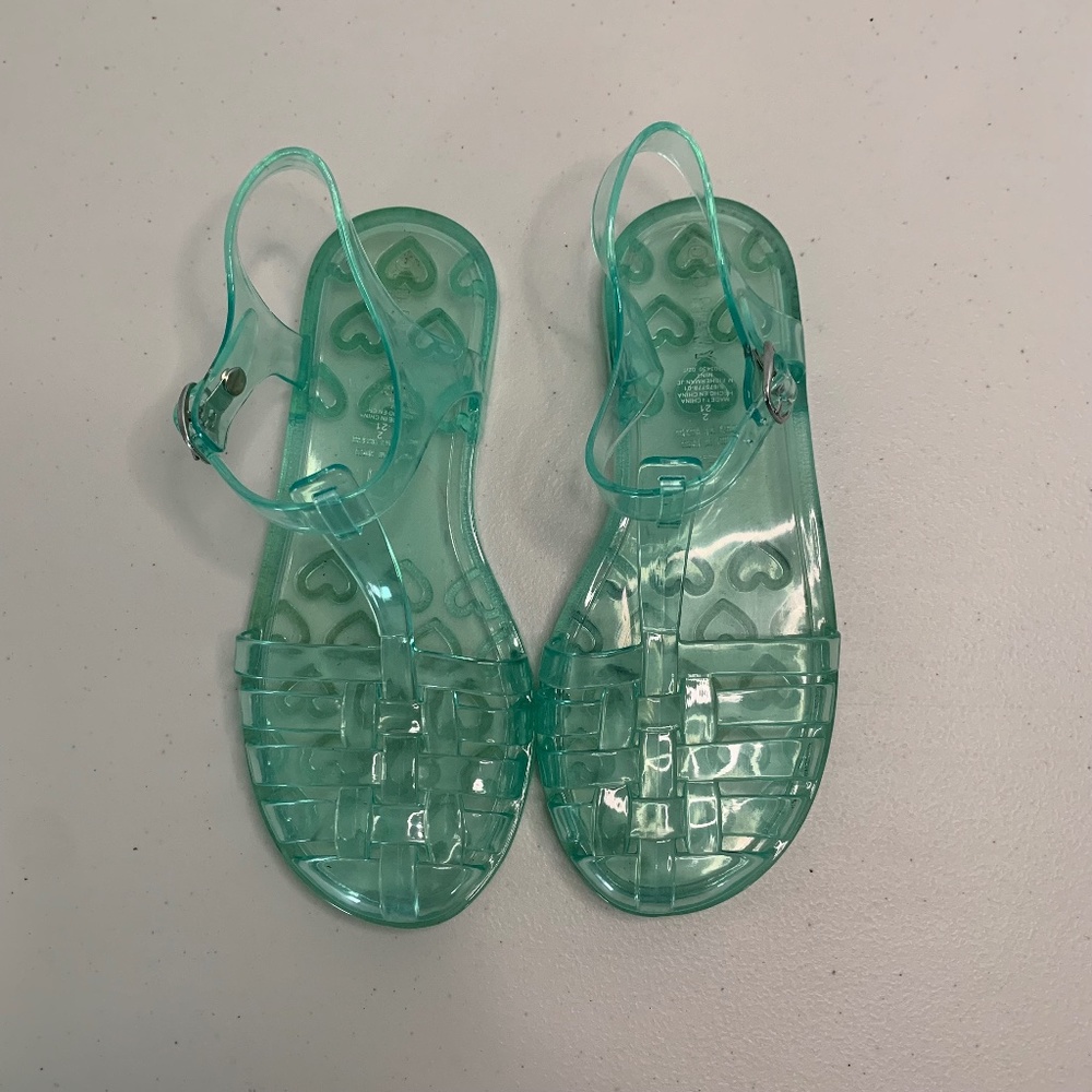 Vintage Style Mint Green Jelly Shoes for Kids Size 2